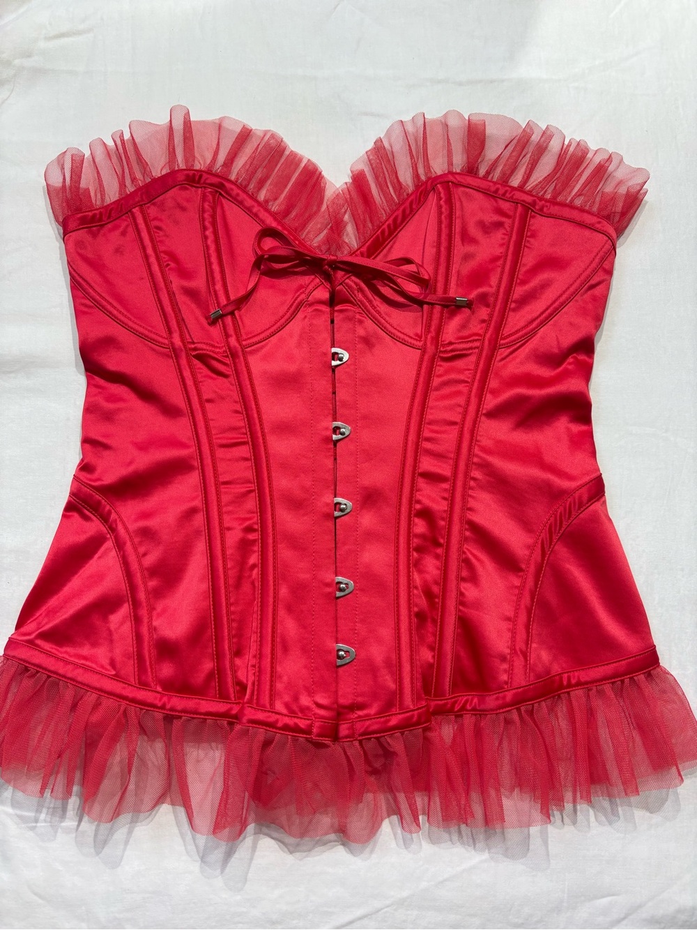 2004 Victoria's Secret Red Satin Ruffle Corset